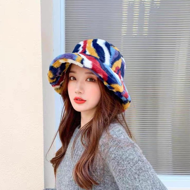 BEARUN Winter Faux Fur Furry Bucket Hat Fluffy Fuzzy Warm Hat Plush Fisherman Hat for Women Men Teens Girls - Image 4